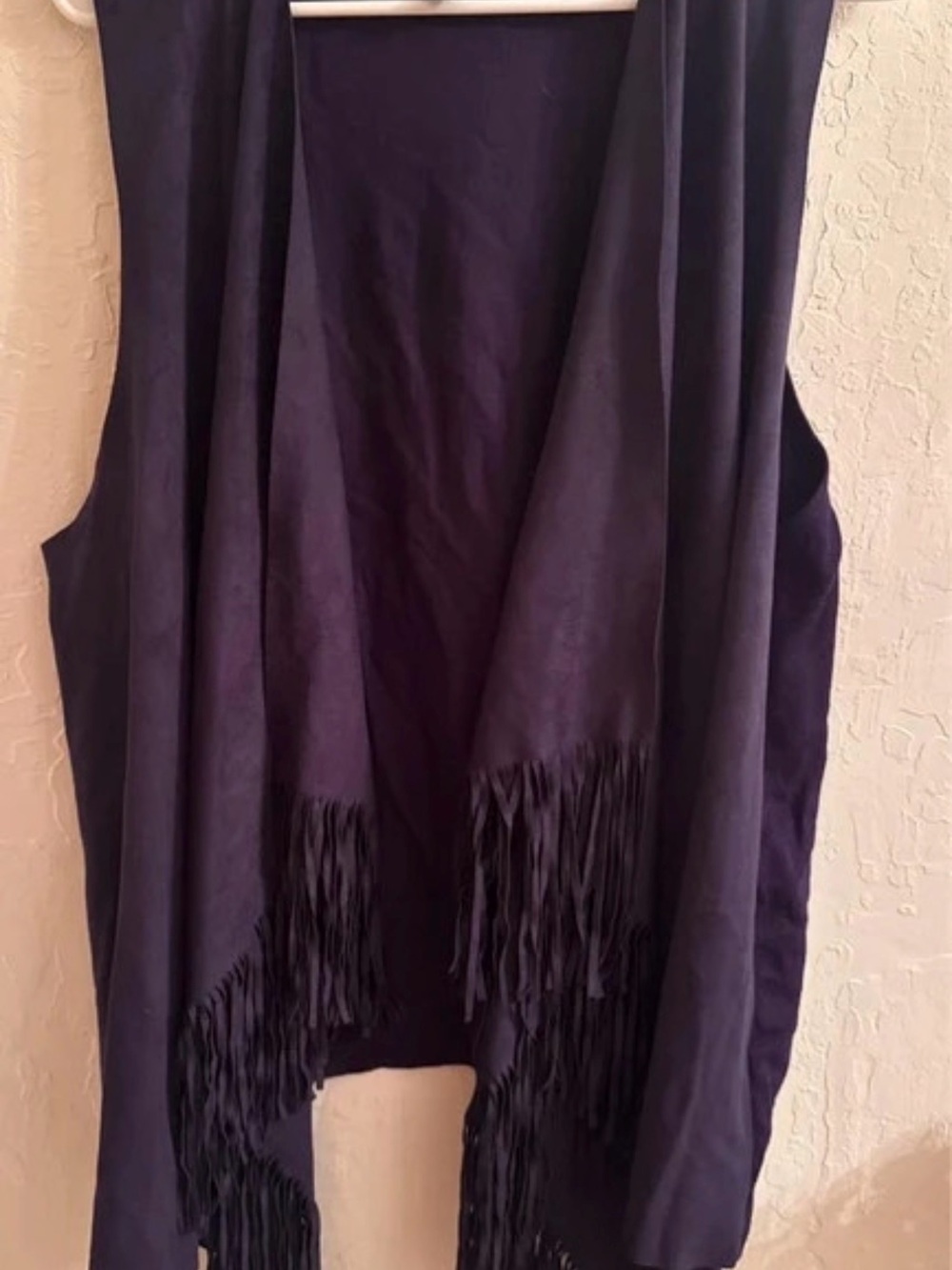 INC International Concepts Purple Fringe Open-Front Vest